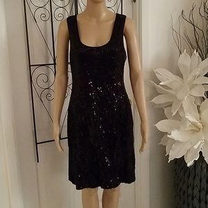 Calvin Klein size 8 black sequined dress